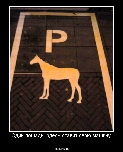 Один лошадь, здесь ставит свою машину.