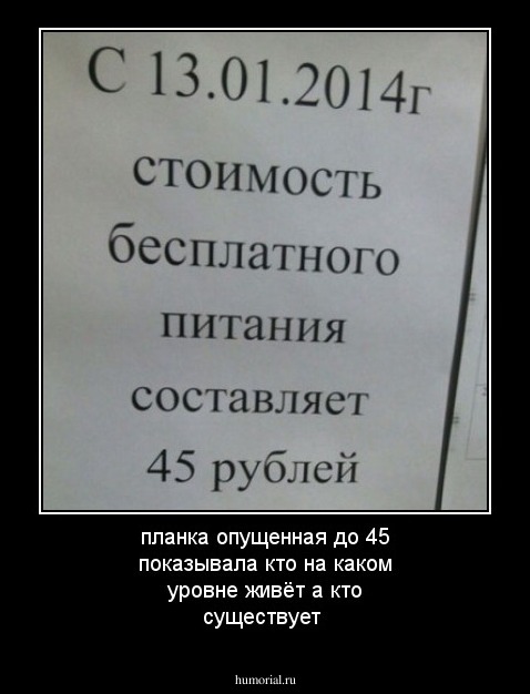 планка опущенная до 45  показывала кто  на каком уровне живёт а кто существует