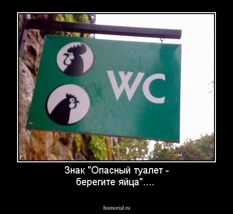 Знак "Опасный туалет - берегите яйца"....