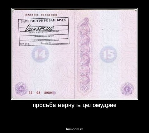 просьба вернуть целомудрие
