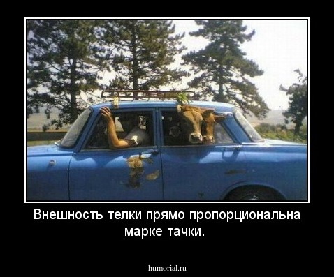 Внешность телки прямо пропорциональна марке тачки.