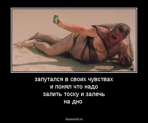 запутался в своих чувствах и понял что  надо залить тоску и залечь на дно