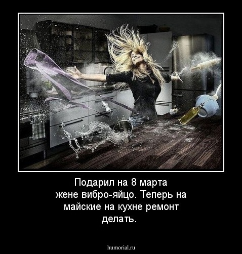 Подарил на 8 марта жене вибро-яйцо. Теперь на майские на кухне ремонт делать.