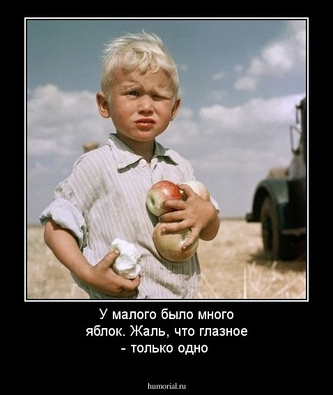 У малого было много яблок. Жаль, что глазное - только одно 