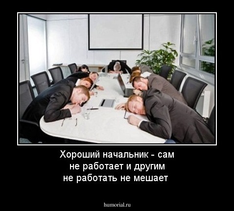 Хороший начальник - сам не работает и другим не работать не мешает