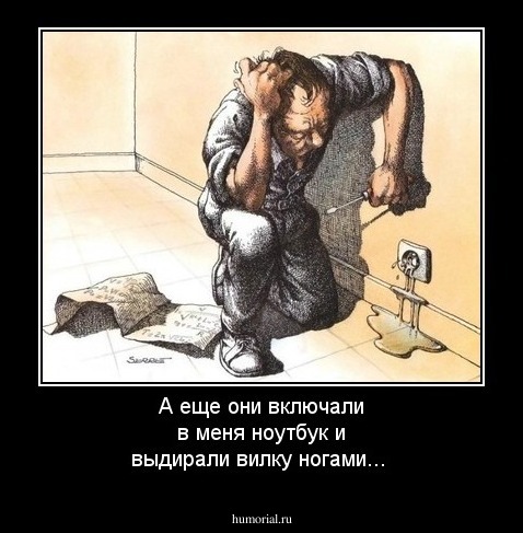 А еще они включали в меня ноутбук и выдирали вилку ногами...