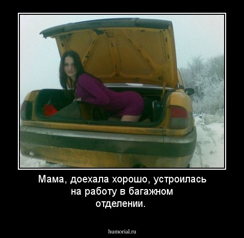  Мама, доехала хорошо, устроилась на работу в багажном отделении.