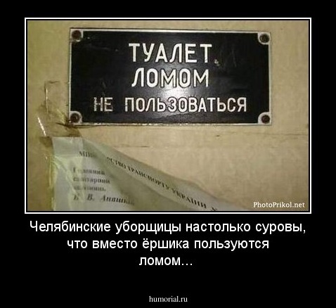 Челябинские уборщицы настолько суровы, что вместо ёршика пользуются ломом...