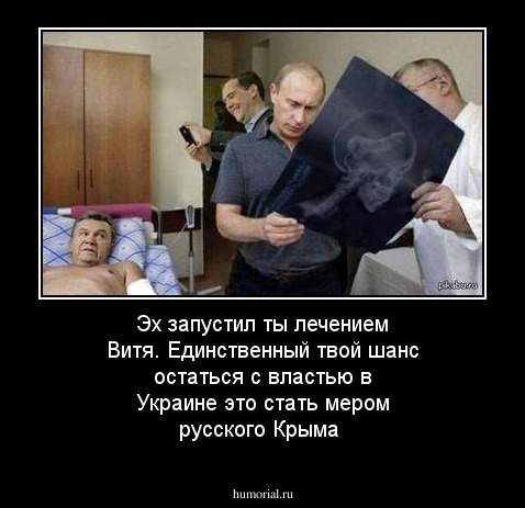 Эх запустил ты лечением Витя. Единственный твой шанс остаться с властью в Украине это стать мером русского Крыма