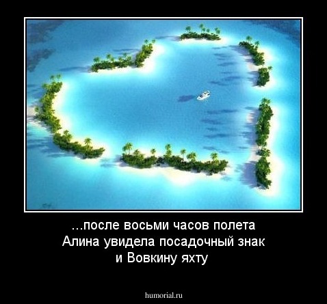 ...после восьми часов полета Алина увидела посадочный знак и Вовкину яхту