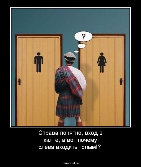 Справа понятно, вход в килте, а вот почему слева входить голым!?