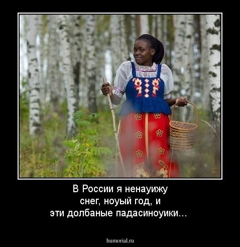 В России я ненауижу снег, ноуый год, и эти долбаные падасиноуики...