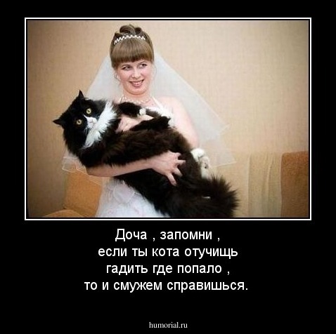Доча , запомни , если ты кота отучищь гадить где попало , то и смужем справишься.