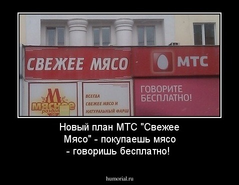 Новый план МТС "Свежее Мясо" - покупаешь мясо - говоришь бесплатно! 