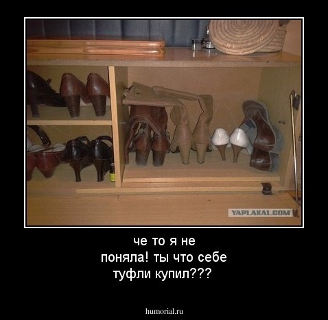 че то я не поняла! ты что себе туфли купил???
