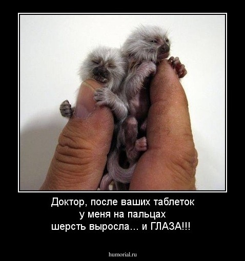 Доктор, после ваших таблеток у меня на пальцах шерсть выросла... и ГЛАЗА!!!
