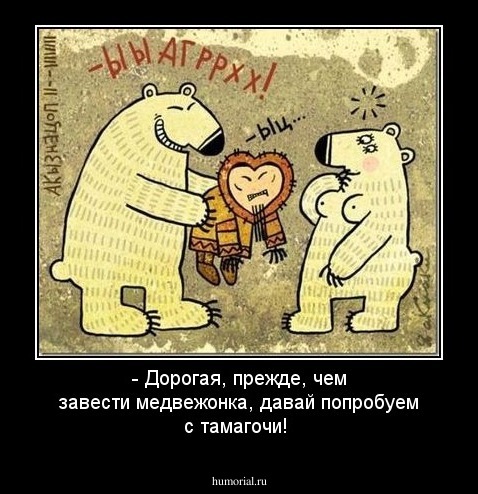 - Дорогая, прежде, чем завести медвежонка, давай попробуем с тамагочи!