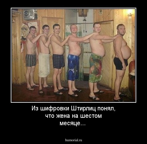 Из шифровки Штирлиц понял, что жена на шестом месяце...