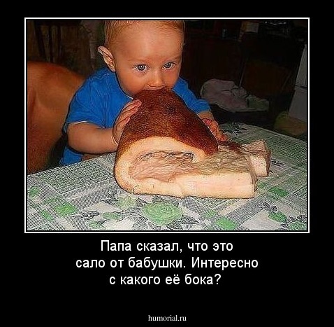 Папа сказал, что это сало от бабушки. Интересно с какого её бока?