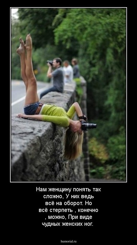 Нам женщину понять так сложно,
У них ведь всё на оборот.
Но всё стерпеть , конечно , можно,
При виде чудных женских ног.
