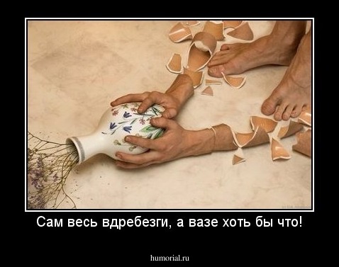 Сам весь вдребезги, а вазе хоть бы что!