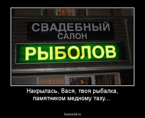 Накрылась, Вася, твоя рыбалка, памятником медному тазу...