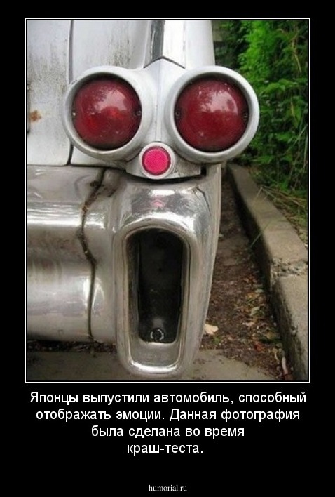 Японцы выпустили автомобиль, способный отображать эмоции. Данная фотография была сделана во время краш-теста.