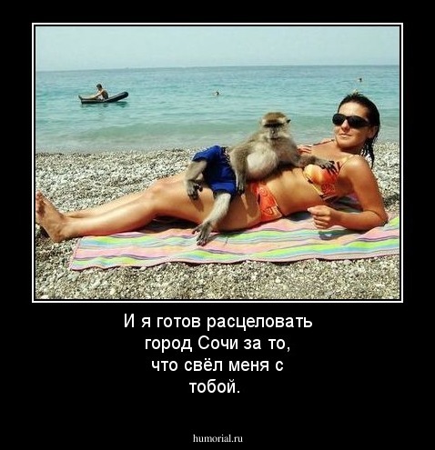 И я готов расцеловать город Сочи  за то, что свёл меня с тобой.