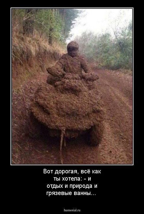 Вот дорогая, всё как ты хотела: - и отдых и природа и грязевые ванны...