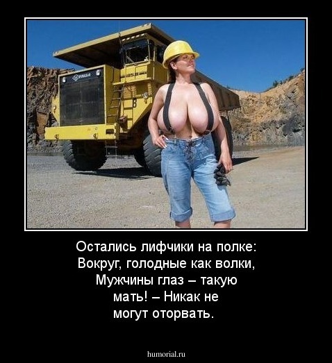 Остались лифчики на полке:
Вокруг, голодные как волки,
Мужчины глаз – такую мать! –     
Никак не могут оторвать. 