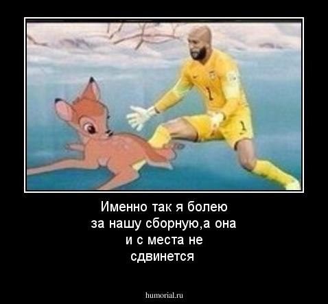Именно так я болею за нашу сборную,а она и с места не сдвинется