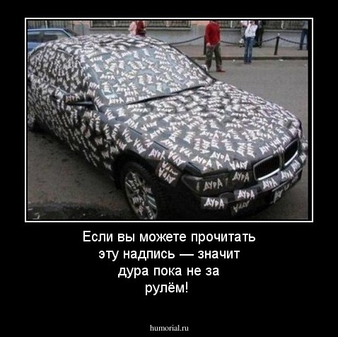 Если вы можете прочитать эту надпись — значит дура пока не за рулём!