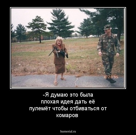 -Я думаю это была плохая идея дать её пулемёт чтобы отбиваться от комаров