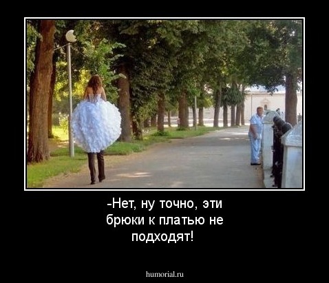 -Нет, ну точно, эти брюки к платью не подходят!