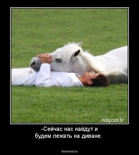 -Сейчас нас найдут и будем лежать на диване.
