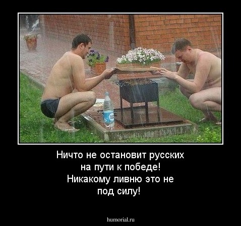 Ничто не остановит русских на пути к победе! Никакому ливню это не под силу!