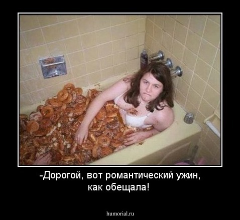 -Дорогой, вот романтический ужин, как обещала!