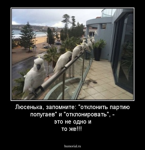 Люсенька, запомните: "отклонить партию попугаев" и "отклонировать", - это не одно и то же!!!