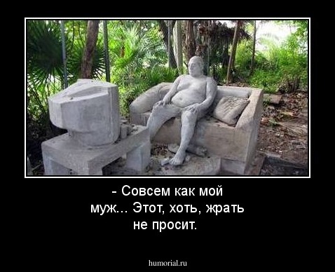 - Совсем как мой муж... Этот, хоть, жрать не просит.