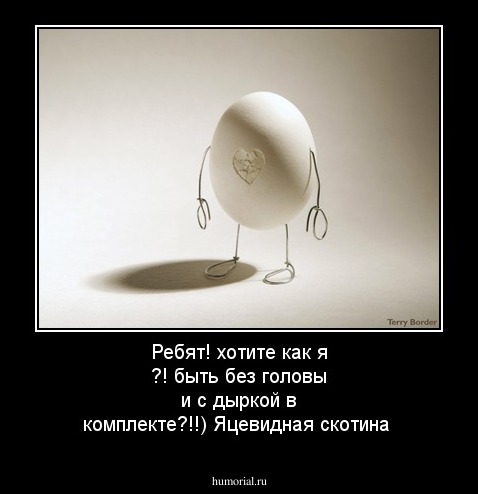 Ребят! хотите как я ?! быть без головы и с дыркой в комплекте?!!) Яцевидная скотина
