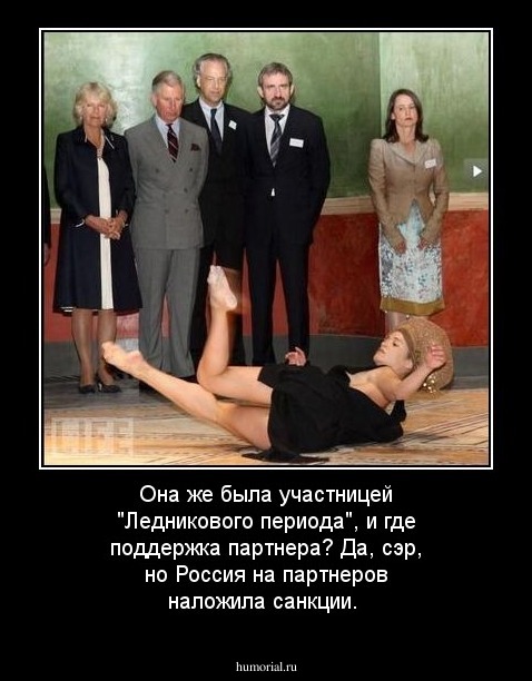 Она же была участницей "Ледникового периода", и где поддержка партнера? Да, сэр, но Россия на партнеров наложила санкции.