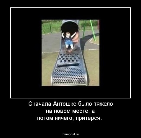 Сначала Антошке было тяжело на новом месте, а потом ничего, притерся.