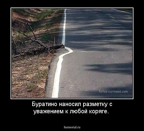 Буратино наносил разметку с уважением к любой коряге.