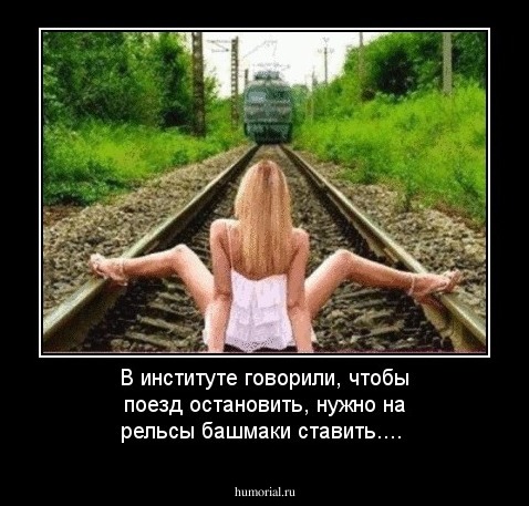 В институте говорили, чтобы поезд  остановить, нужно на рельсы башмаки ставить....