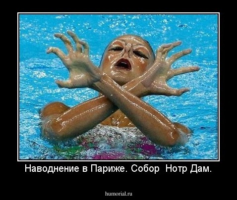 Наводнение в Париже. Собор  Нотр Дам.
