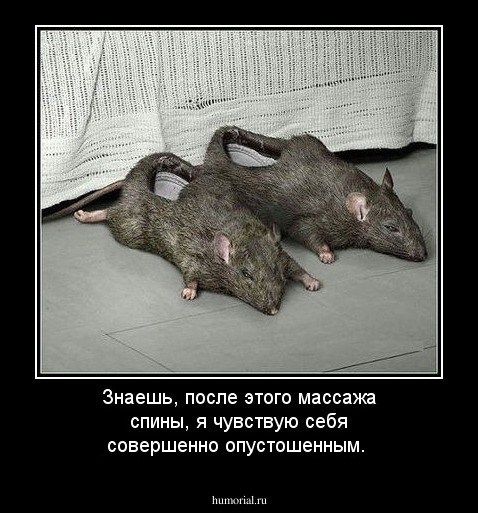 Знаешь, после этого массажа спины, я чувствую себя совершенно  опустошенным.
