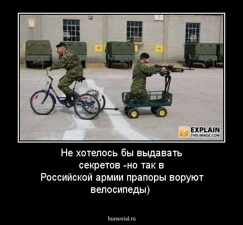 Не хотелось бы выдавать секретов -но так в Российской армии прапоры воруют велосипеды)
