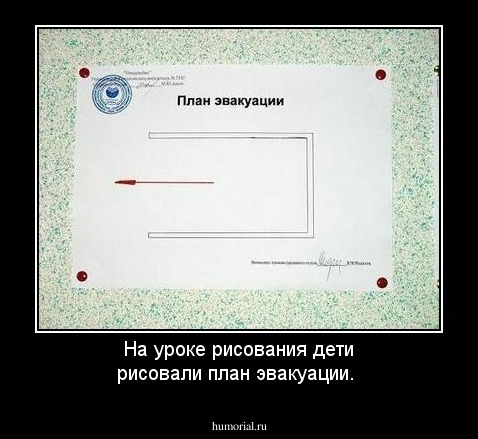На уроке рисования дети рисовали план эвакуации.