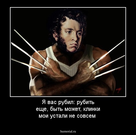 Я вас рубил: рубить еще, быть может, клинки мои устали не совсем