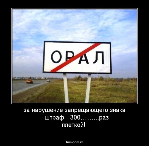 за нарушение запрещающего знака - штраф - 300..........раз плеткой!